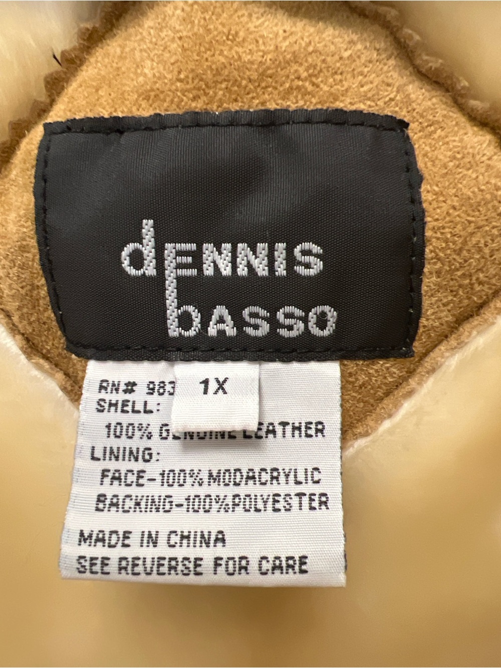 🤎 Dennis Basso Genuine Leather Shearling Coat 1X Camel Aspen Chic - Picture 8 of 9